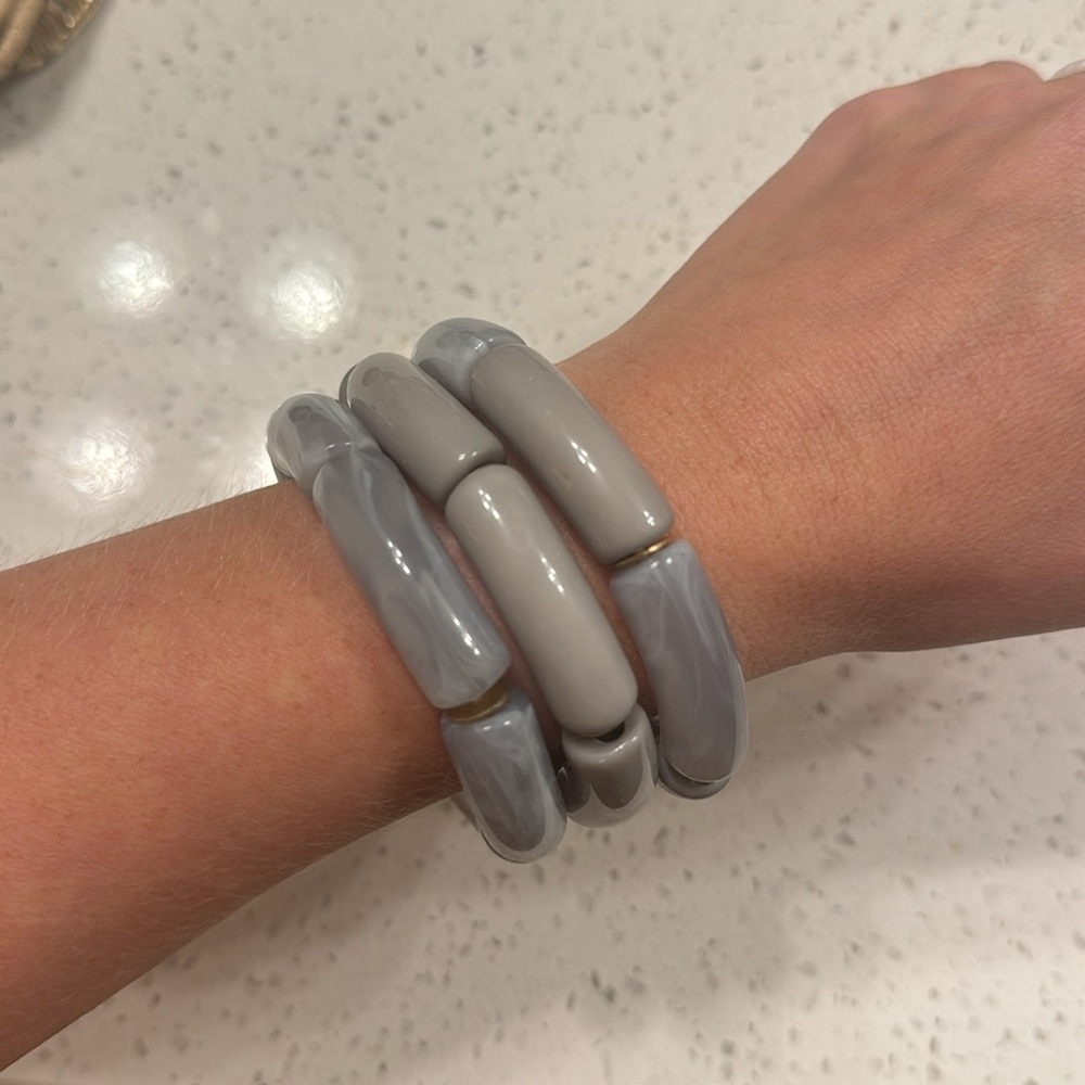 Blue/Gray Chunky Bracelet Stack - Picture 5 of 5